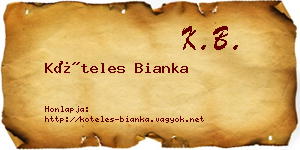Köteles Bianka névjegykártya
